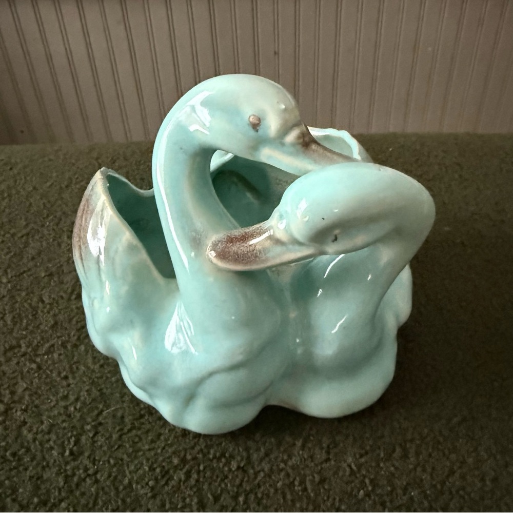Swan Planter Vase Japan Ceramic Blue Turquoise